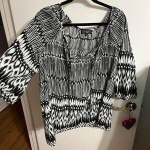 💝 2X Elementz Black & White Patterned Blouse